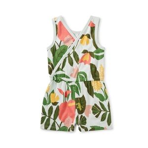 Tea Collection Reversible Jersey Romper Tropical Floral Print Girls Size 12
